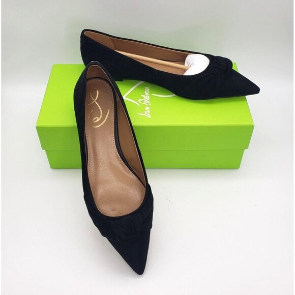 BNIB Sam Edelman Wheaton Black Suede Knot Accent Pointed Toe Flat Size 7.5 - Picture 11 of 15